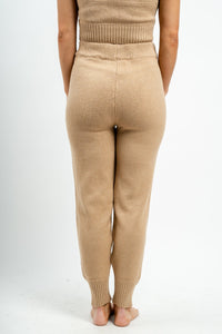 Knit jogger pant camel - Fun Pants - Unique Lounge Looks at Lush Fashion Lounge Boutique in Oklahoma