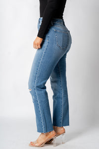 Hidden Tracey high rise straight jeans medium blue | Lush Fashion Lounge: boutique women's jeans, fashion jeans for women, affordable fashion jeans, cute boutique jeans