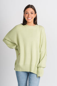 Oversized mock neck sweater pistachio - Stylish Sweaters - Cute Easter Outfits at Lush Fashion Lounge Boutique in Oklahoma