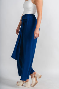 Tie waist wide leg pants royal blue - Cute Pants - Fun Vacay Basics at Lush Fashion Lounge Boutique in Oklahoma City