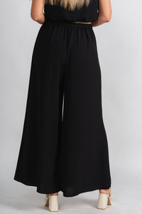 Wide leg pants black - Adorable Pants - Stylish Vacation T-Shirts at Lush Fashion Lounge Boutique in Oklahoma City
