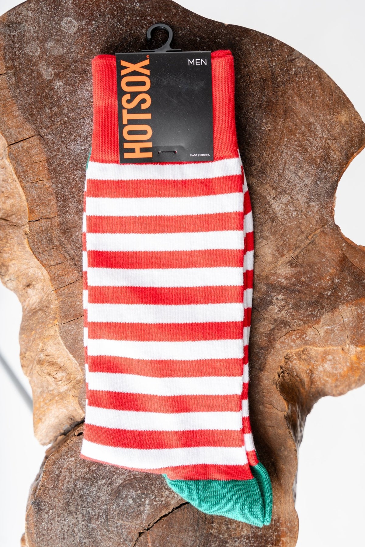 HotSox men's Christmas stripes socks red/green - Trendy Socks at Lush Fashion Lounge Boutique in Oklahoma City