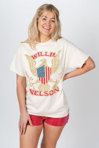 Willie Nelson Eagle thrifted t-shirt off white - Trendy Band T-Shirts and Sweatshirts at Lush Fashion Lounge Boutique in Oklahoma City