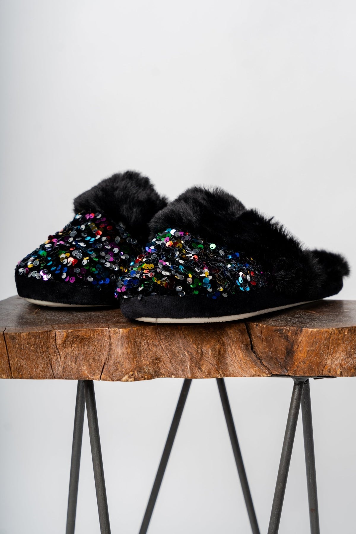 Fiesta sequin slippers black - Trendy Holiday Apparel at Lush Fashion Lounge Boutique in Oklahoma City