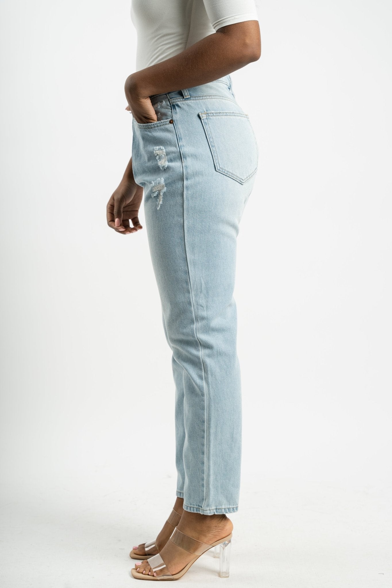 Cello high rise slim straight jeans light denim | Lush Fashion Lounge: boutique women's jeans, fashion jeans for women, affordable fashion jeans, cute boutique jeans