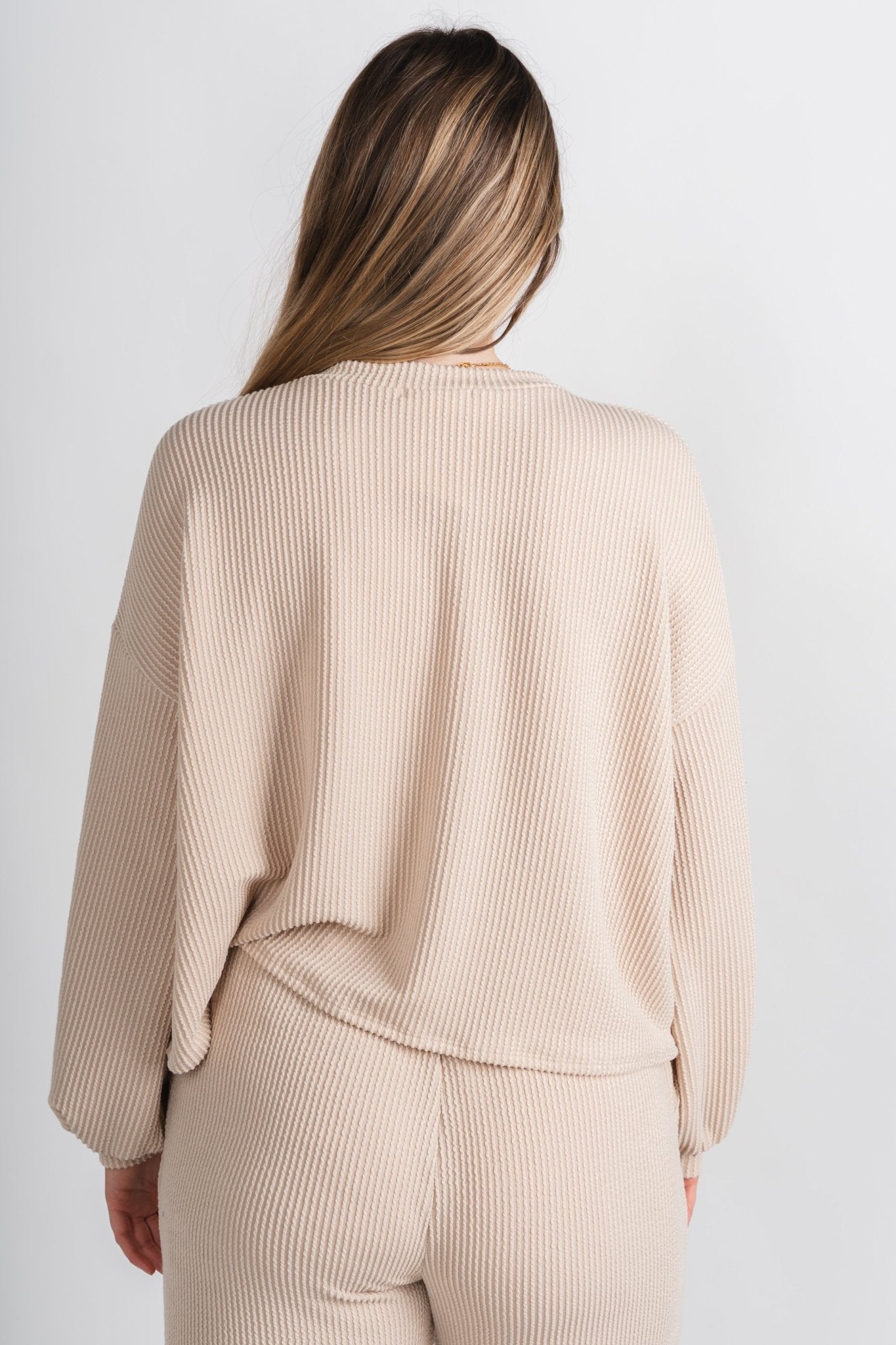 Manifest ribbed top taupe