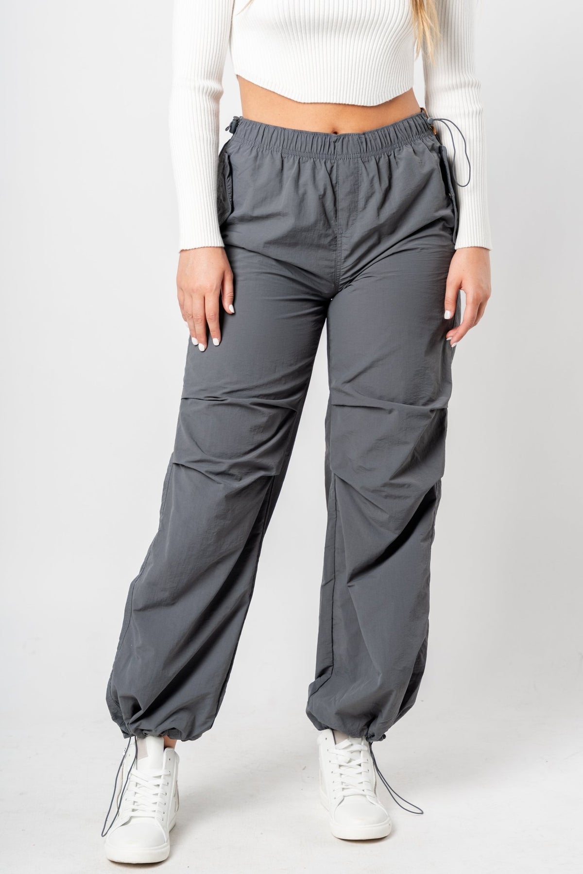 Ruched cargo pants charcoal | Lush Fashion Lounge: women's boutique pants, boutique women's pants, affordable boutique pants, women's fashion pants