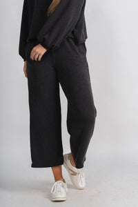 Manifest ribbed pants black - Cute Pants - Fun Cozy Basics at Lush Fashion Lounge Boutique in Oklahoma City