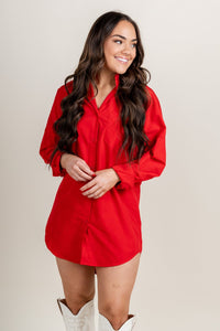 Collared shirt dress red - Trendy Valentine's T-Shirts at Lush Fashion Lounge Boutique in Oklahoma City