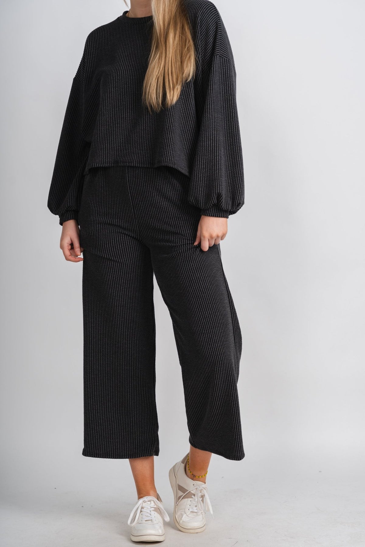 Manifest ribbed pants black - Trendy Pants - Cute Loungewear Collection at Lush Fashion Lounge Boutique in Oklahoma City