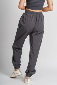 Nylon joggers charcoal - Adorable joggers - Stylish Comfortable Outfits at Lush Fashion Lounge Boutique in OKC