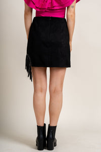 Rhinestone fringe mini skirt black | Lush Fashion Lounge: boutique fashion skirts, affordable boutique skirts, cute affordable skirts