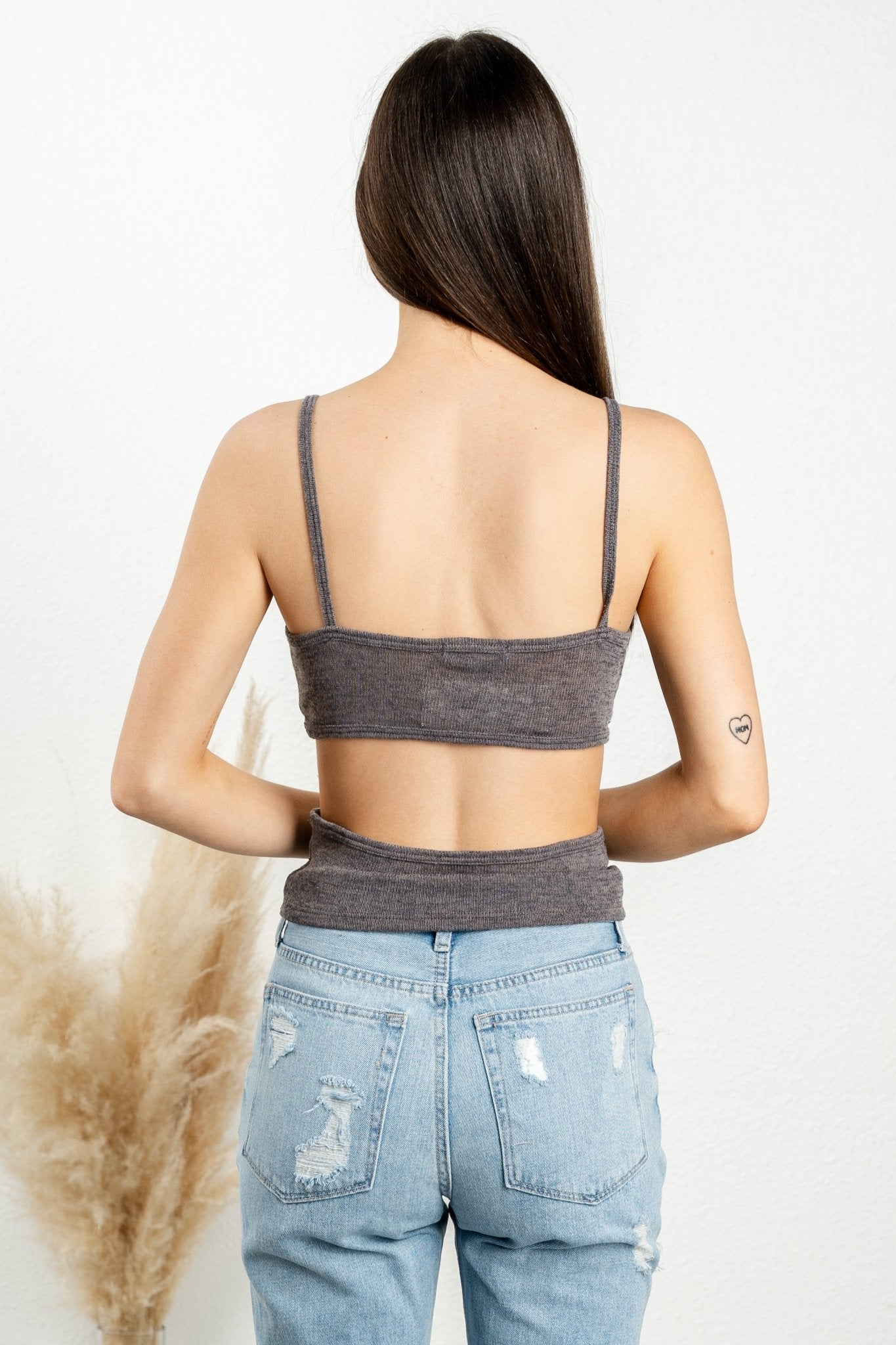 Cut out knit cami charcoal