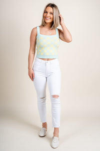 Checkered sweater tank top mint multi - Stylish Top - Cute Easter Outfits at Lush Fashion Lounge Boutique in Oklahoma