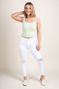 Checkered sweater tank top mint multi - Trendy Top - Fun Easter Looks at Lush Fashion Lounge Boutique in Oklahoma