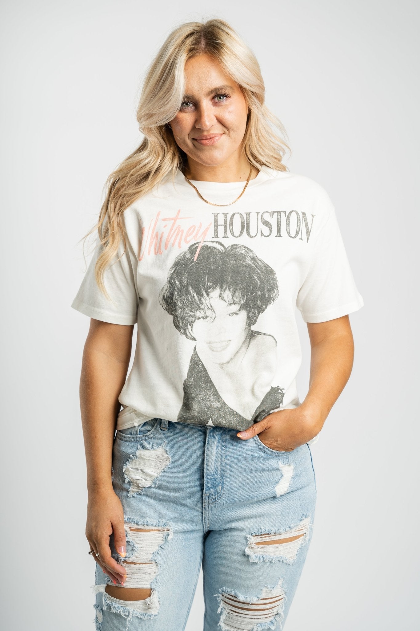 DayDreamer Whitney Houston fan club weekend tee - Stylish Band T-Shirts and Sweatshirts at Lush Fashion Lounge Boutique in Oklahoma City