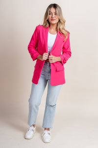 Boyfriend blazer fuchsia Stylish blazer - Womens Fashion Jackets & Blazers at Lush Fashion Lounge Boutique in Oklahoma City