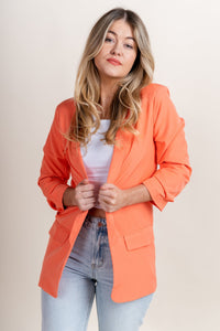 Boyfriend blazer coral - Affordable blazer - Boutique Jackets & Blazers at Lush Fashion Lounge Boutique in Oklahoma City