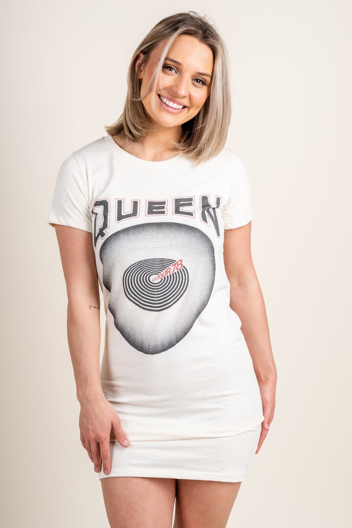 Queen Jazz t-shirt dress stone - Trendy Band T-Shirts and Sweatshirts at Lush Fashion Lounge Boutique in Oklahoma City