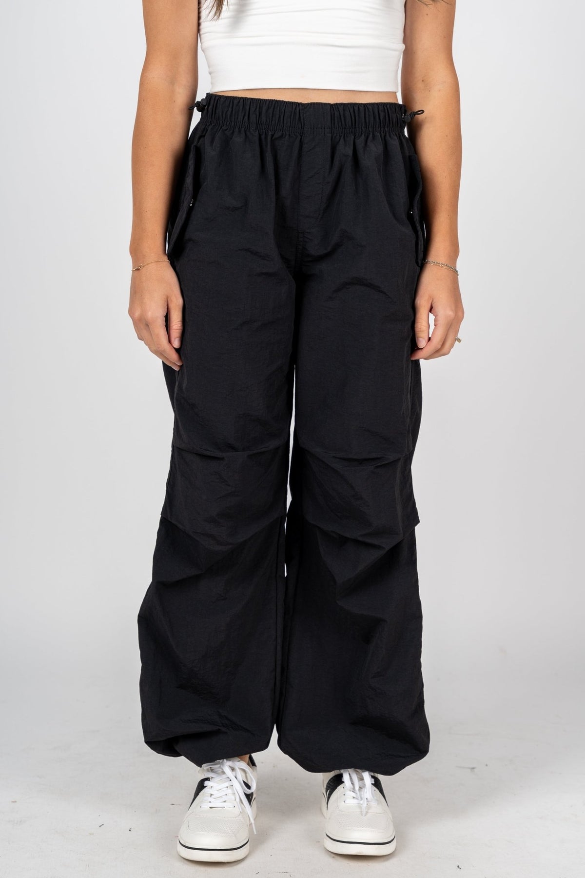 Ruched cargo pants black | Lush Fashion Lounge: women's boutique pants, boutique women's pants, affordable boutique pants, women's fashion pants