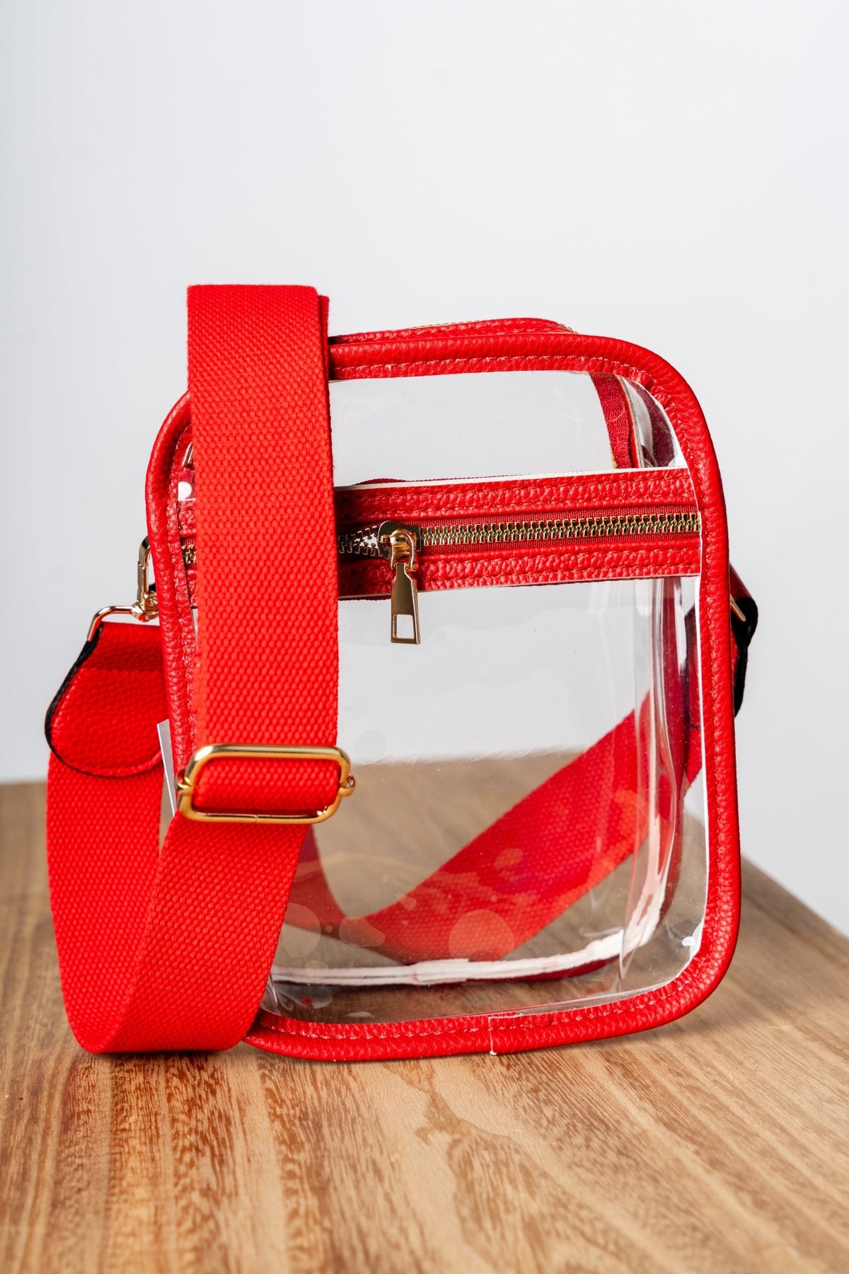 Clear crossbody stadium purse red - Trendy Bags at Lush Fashion Lounge Boutique in Oklahoma City