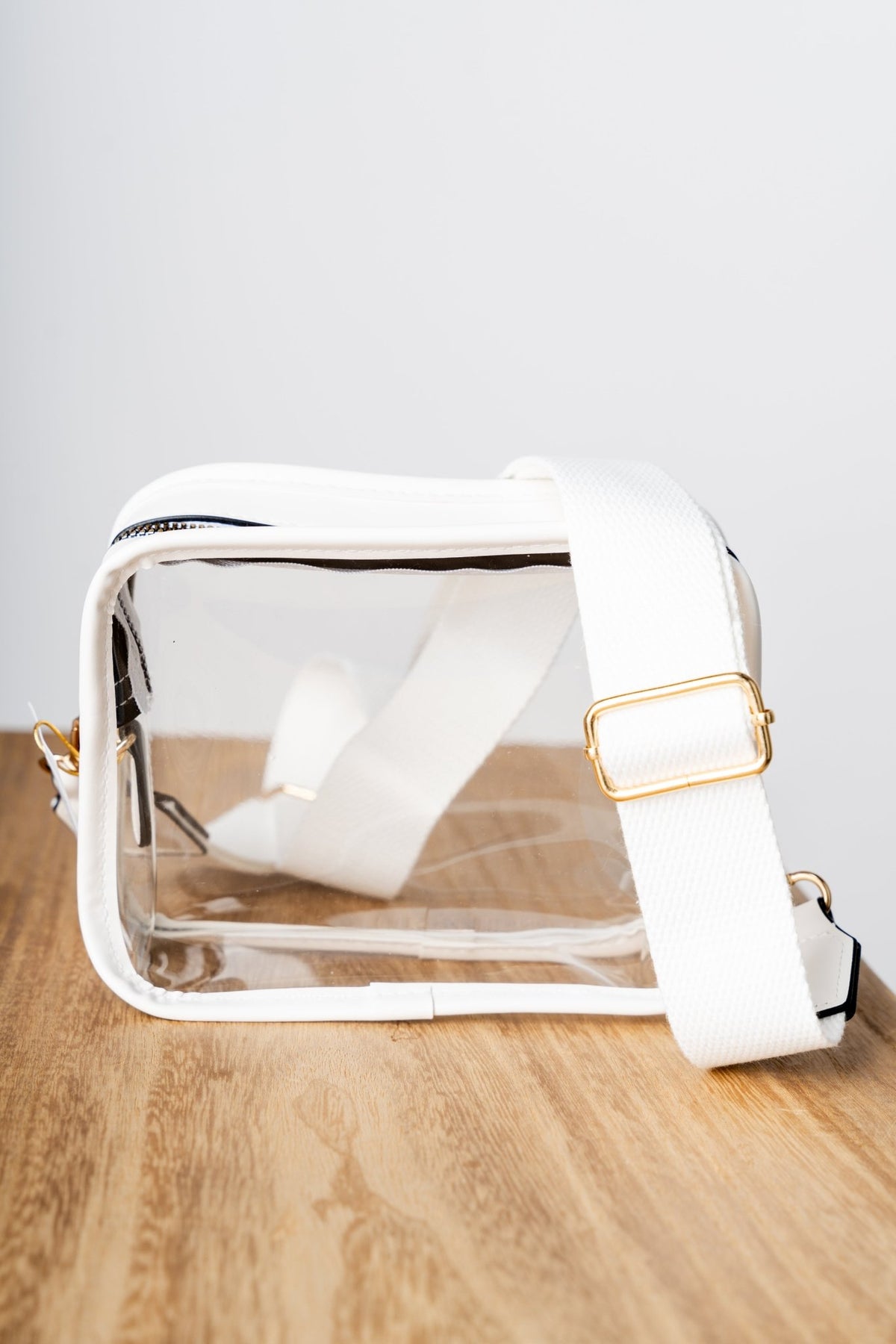 Clear camera crossbody stadium bag white - Trendy Bags at Lush Fashion Lounge Boutique in Oklahoma City