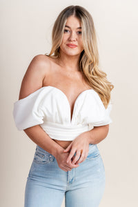 Off shoulder top cream - Trendy Top - Fun Wedding Party Outfits at Lush Fashion Lounge Boutique in Oklahoma City