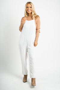 Boho linen overalls oatmeal - Trendy overalls - Fashion Rompers & Pantsuits at Lush Fashion Lounge Boutique in Oklahoma City