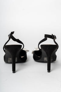 Trinee rhinestone bow heel black - Affordable shoes - Boutique Shoes at Lush Fashion Lounge Boutique in Oklahoma City