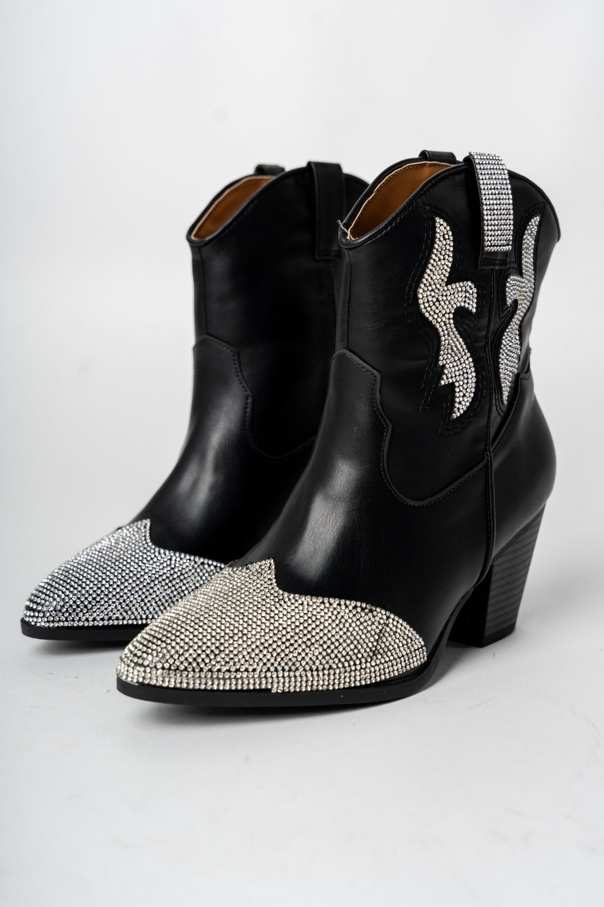 Zane embellished western bootie black - Cute shoes - Trendy Shoes at Lush Fashion Lounge Boutique in Oklahoma City