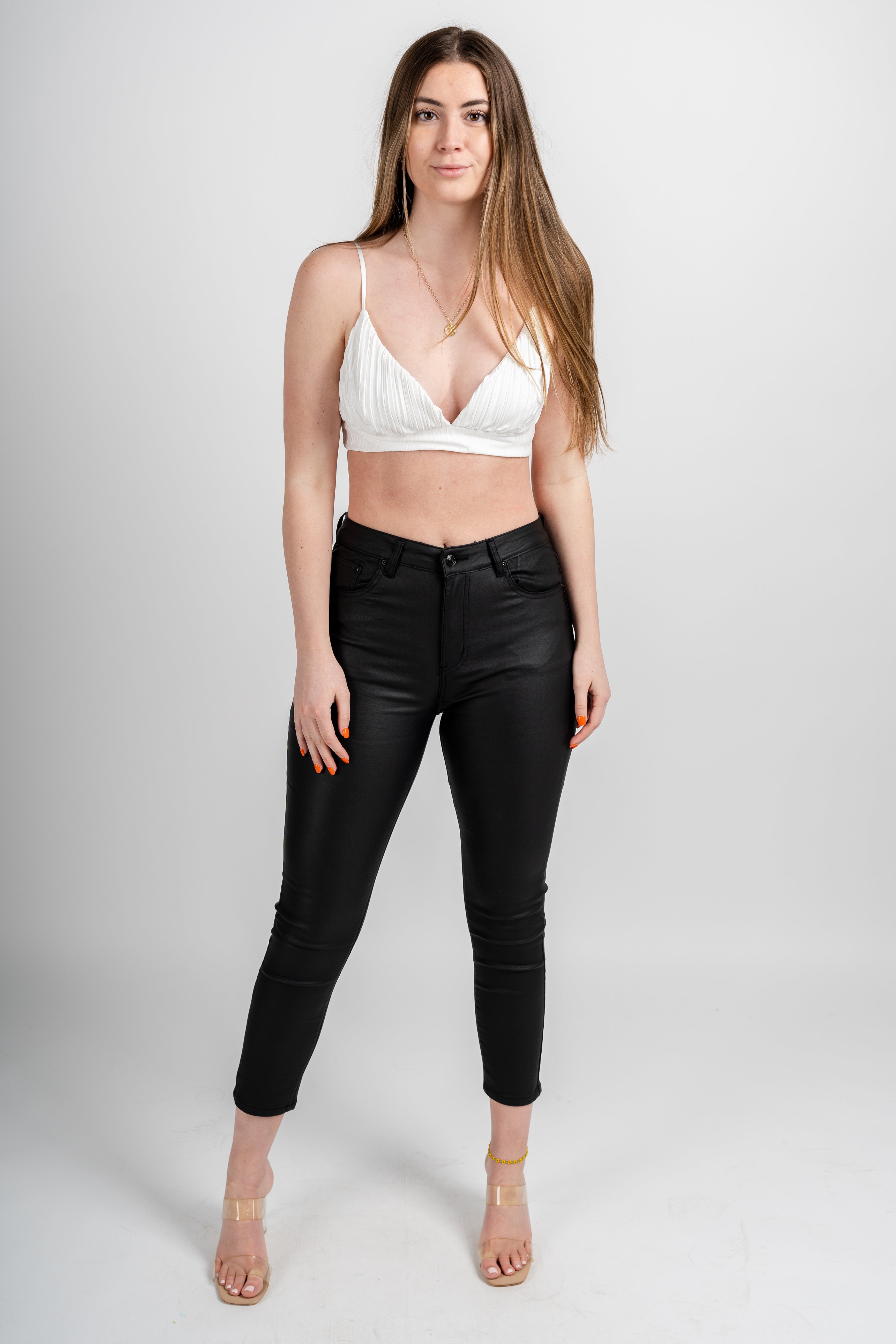 Pleated bralette top off white - Trendy Top - Fashion Bras and Bralettes at Lush Fashion Lounge Boutique in Oklahoma City