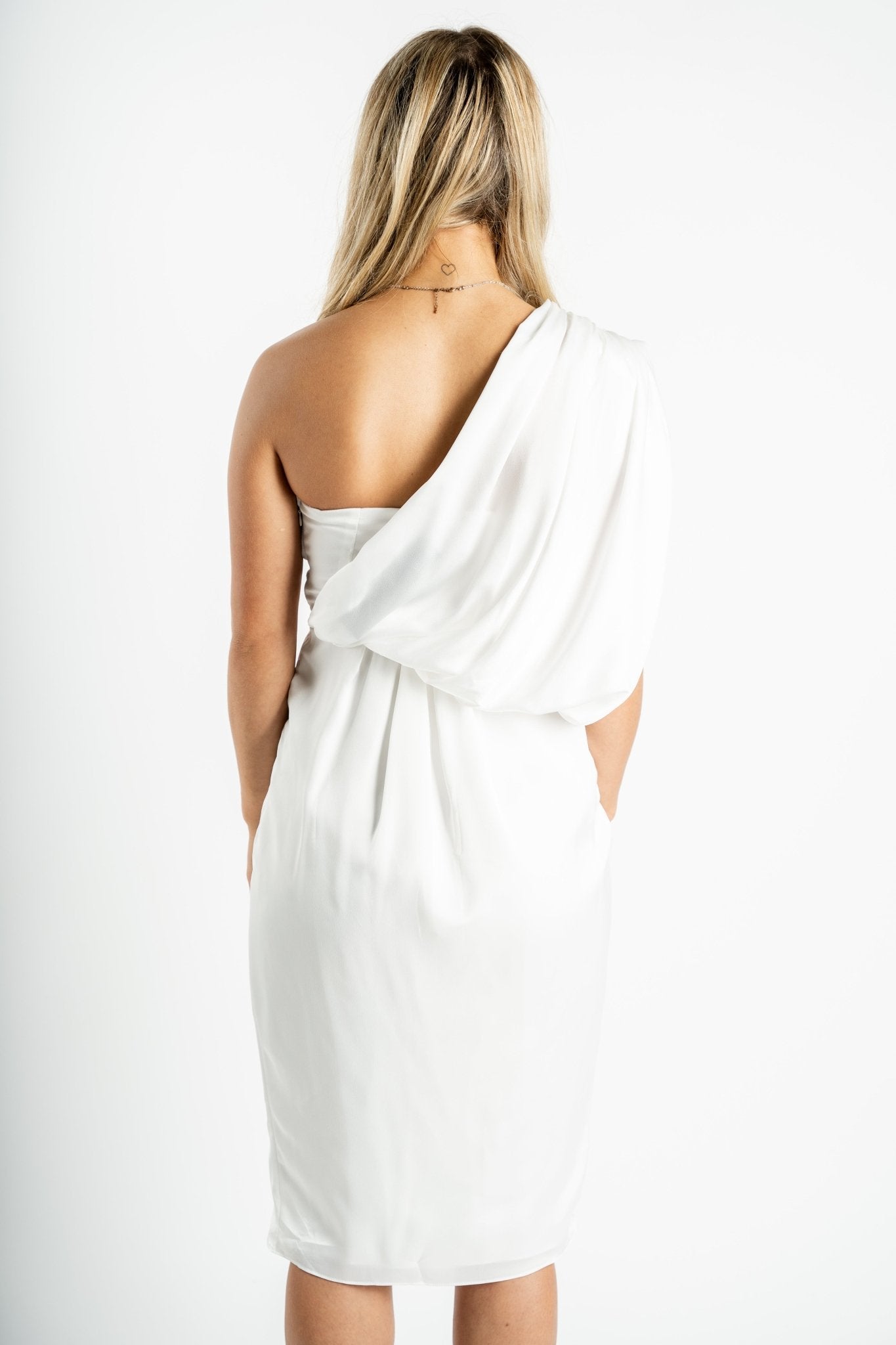 Asymmetrical midi dress off white