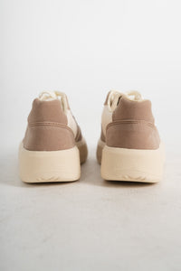 Ivy two tone sneakers taupe Stylish shoes - Womens Fashion Shoes at Lush Fashion Lounge Boutique in Oklahoma City