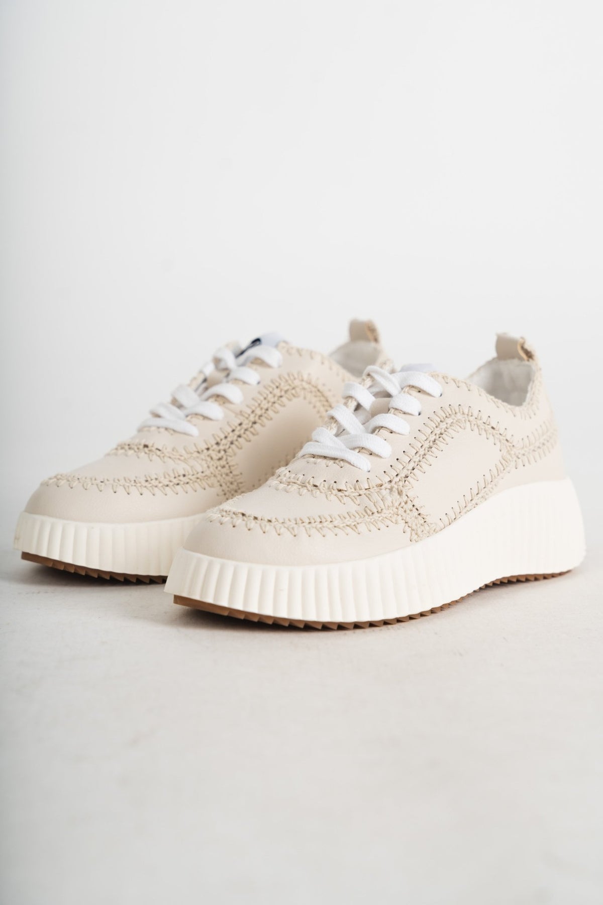Nelson stitched sneakers natural - Cute sneakers - Trendy Shoes at Lush Fashion Lounge Boutique in Oklahoma City