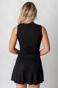 High neck flare mini dress black Stylish dress - Womens Fashion Dresses at Lush Fashion Lounge Boutique in Oklahoma City