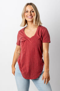 Z Supply pocket tee ruby - Z Supply Top - Z Supply Apparel at Lush Fashion Lounge Trendy Boutique Oklahoma City