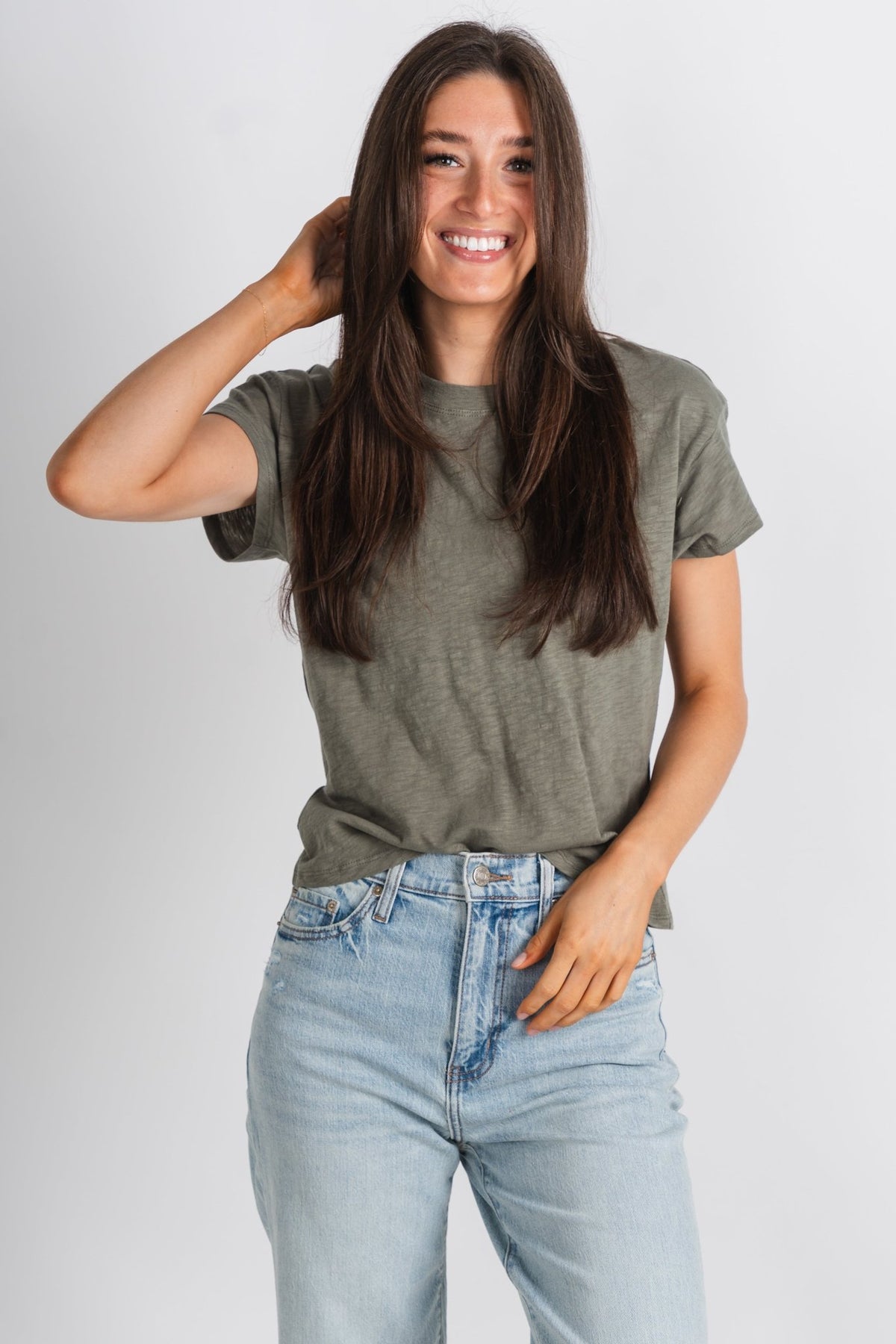 Z Supply modern slub tee evergreen - Z Supply T-shirts - Z Supply Tops, Dresses, Tanks, Tees, Cardigans, Joggers and Loungewear at Lush Fashion Lounge