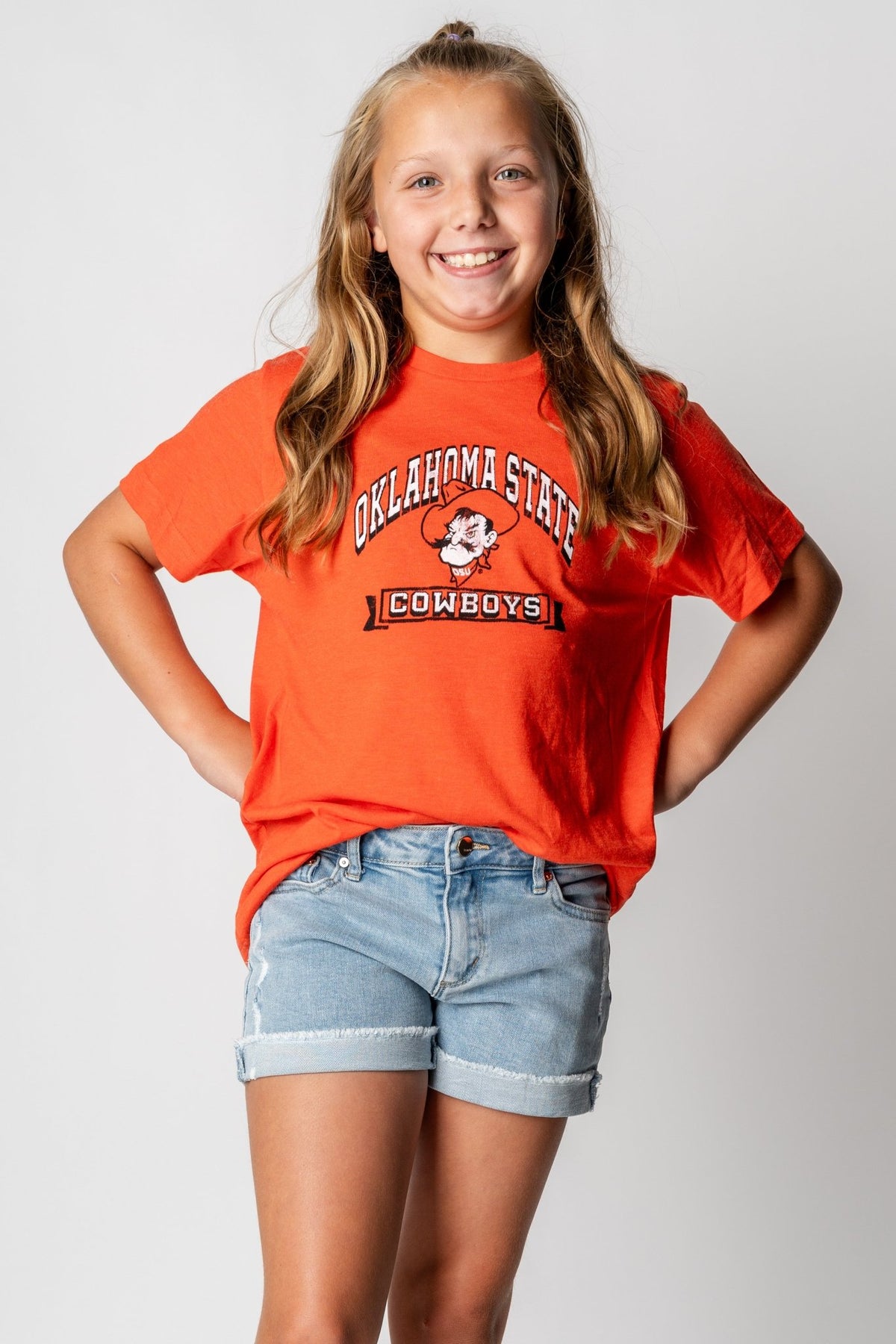 OSU Kids OSU Pete arch t-shirt orange T-shirts | Lush Fashion Lounge Trendy Oklahoma State Cowboys Apparel & Cute Gameday T-Shirts