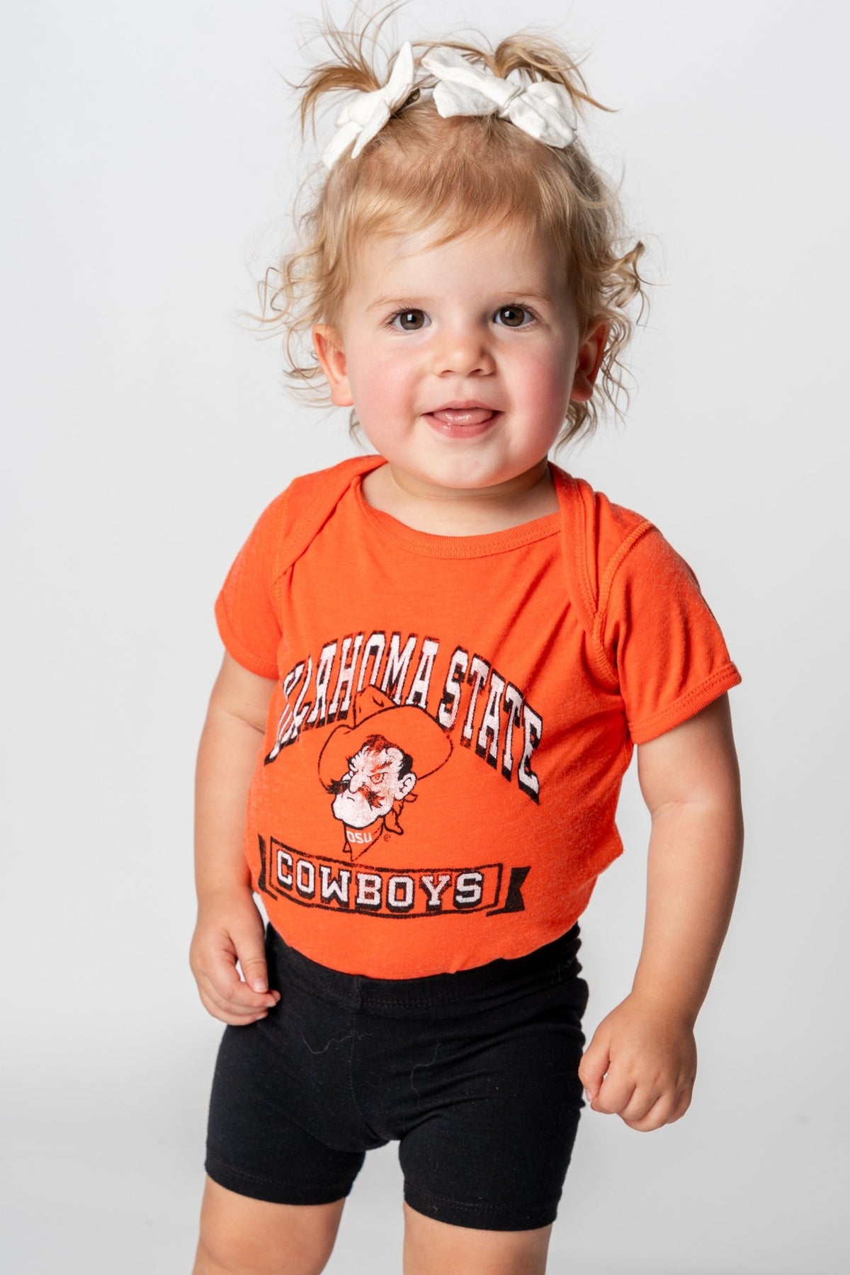 Girls Youth Gameday Couture White Oklahoma State Cowboys PoweredBy Go Girl  Long Sleeve T-Shirt