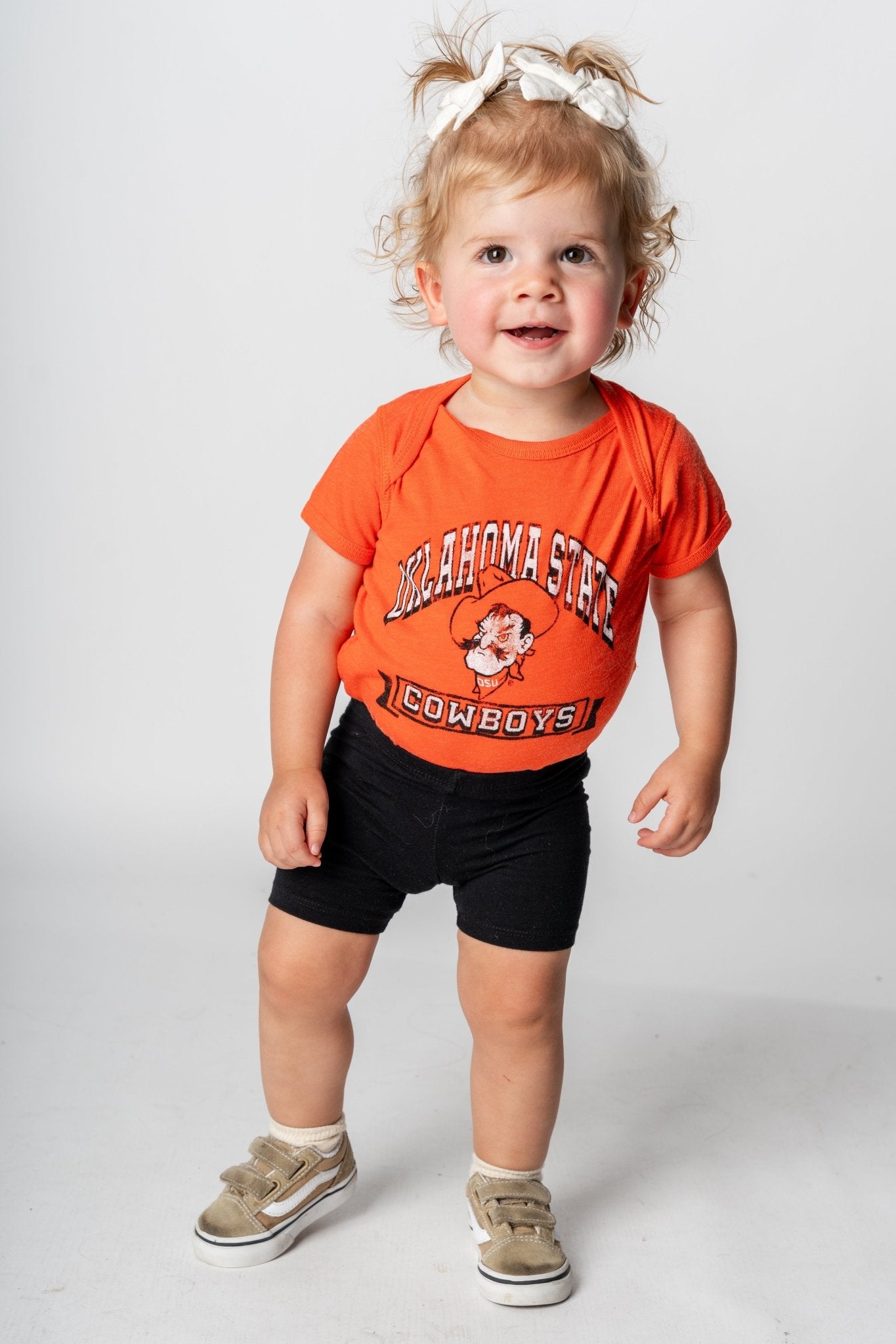 OSU Kids OSU Pete arch onesie orange Onesie | Lush Fashion Lounge Trendy Oklahoma State Cowboys Apparel & Cute Gameday T-Shirts