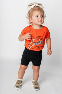 OSU Kids OSU diagonal lines onesie orange Onesie | Lush Fashion Lounge Trendy Oklahoma State Cowboys Apparel & Cute Gameday T-Shirts