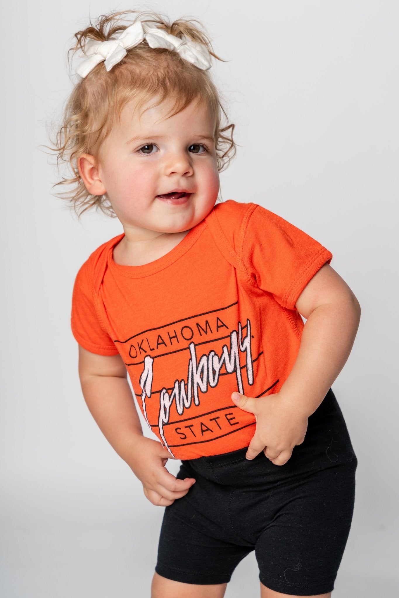 OSU Kids OSU diagonal lines onesie orange Onesie | Lush Fashion Lounge Trendy Oklahoma State Cowboys Apparel & Cute Gameday T-Shirts