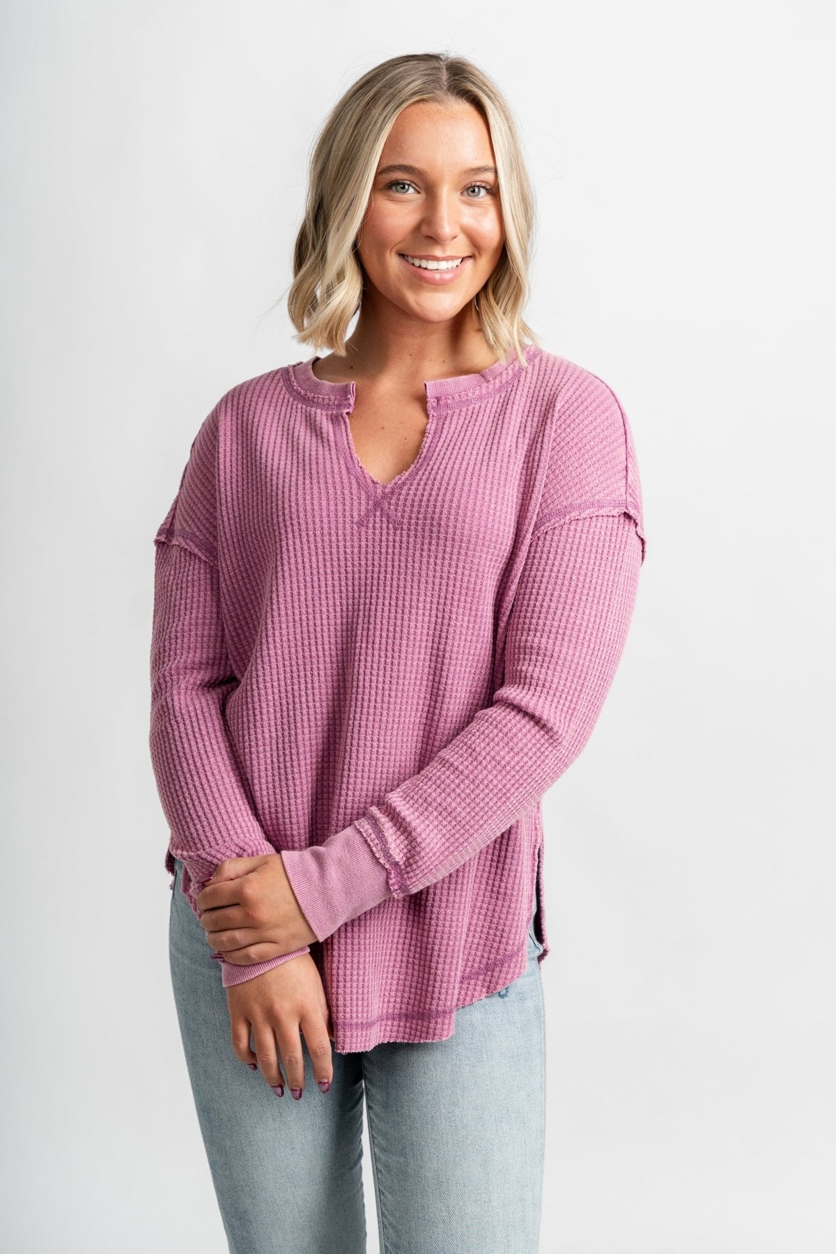 Z Supply thermal long sleeve top azalea - Z Supply top - Z Supply Tops, Dresses, Tanks, Tees, Cardigans, Joggers and Loungewear at Lush Fashion Lounge