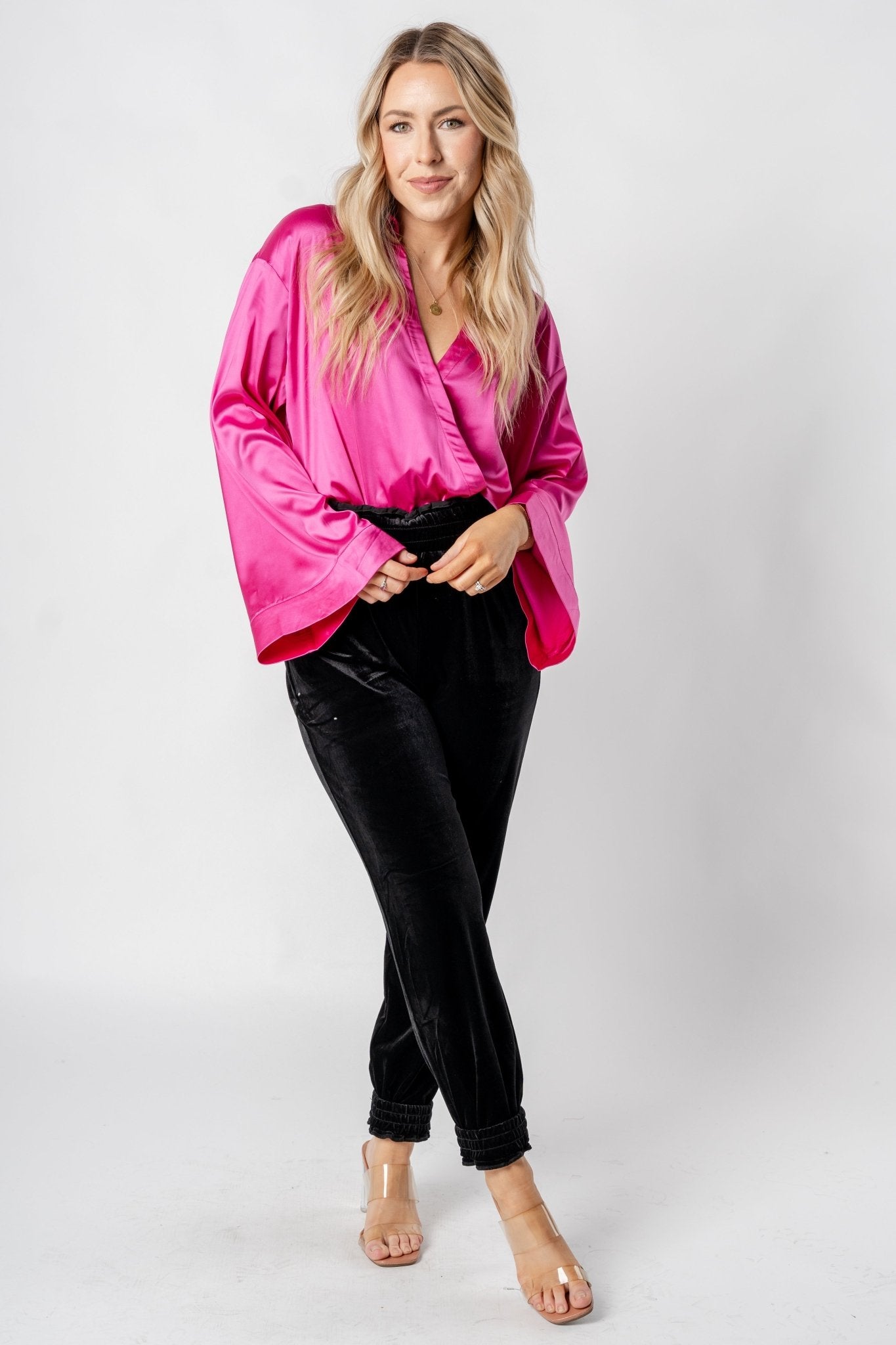 Velvet jogger pants black - Affordable New Year's Eve Party Outfits at Lush Fashion Lounge Boutique in Oklahoma City