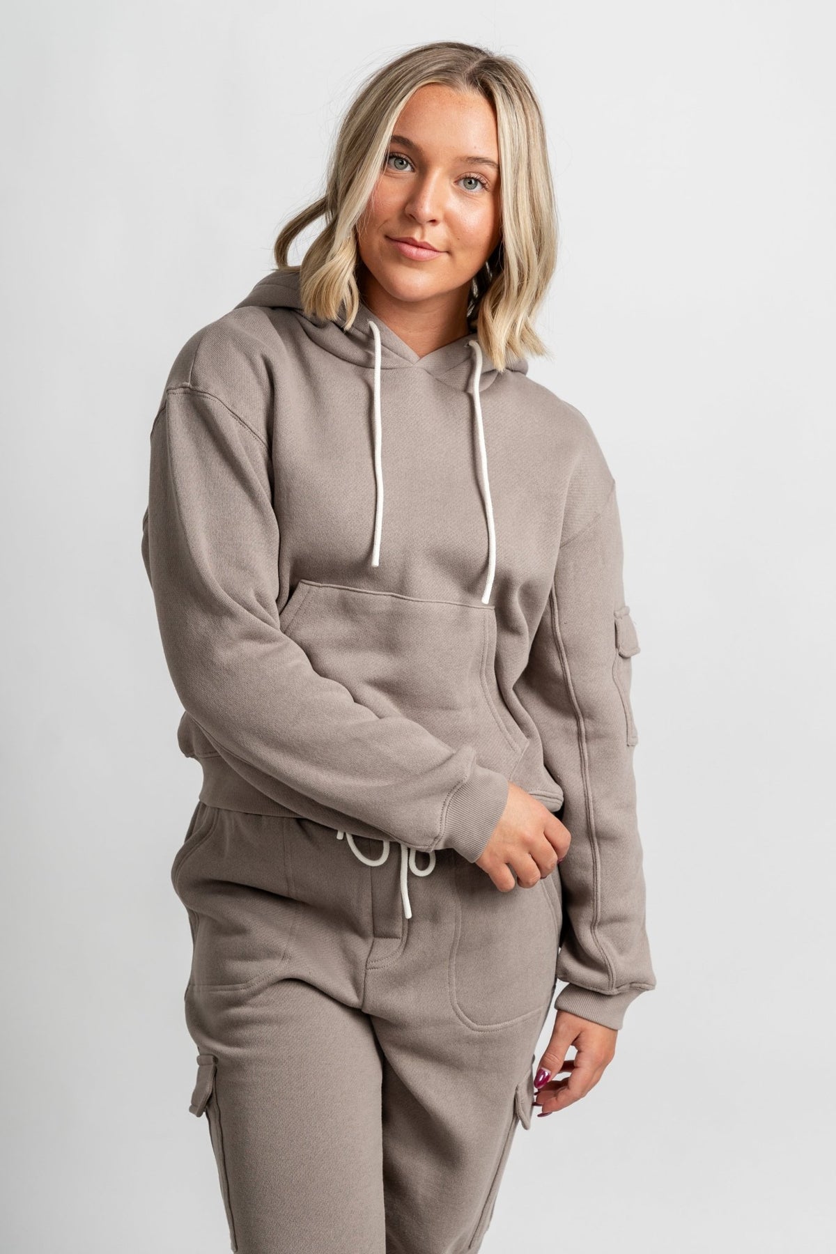 Z Supply cargo hoodie lunar grey - Z Supply sweatshirt - Z Supply Tops, Dresses, Tanks, Tees, Cardigans, Joggers and Loungewear at Lush Fashion Lounge
