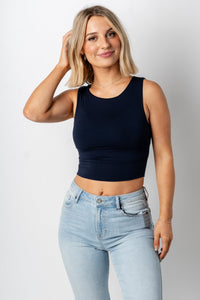 Modal jersey tank top navy - Affordable tank top - Boutique Tank Tops at Lush Fashion Lounge Boutique in Oklahoma City