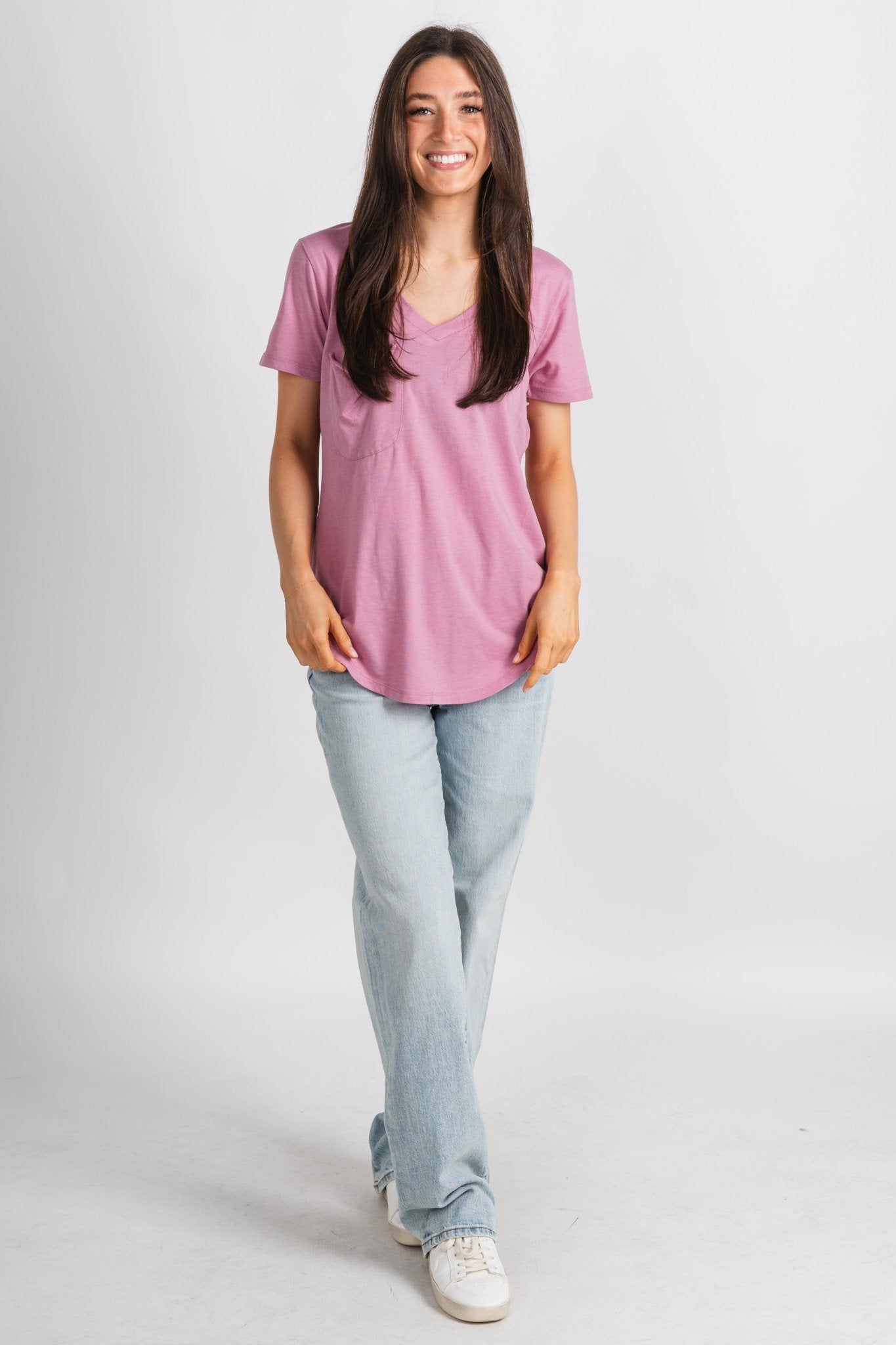 Z Supply pocket tee dusty orchid - Z Supply Top - Z Supply Clothing at Lush Fashion Lounge Trendy Boutique Oklahoma City