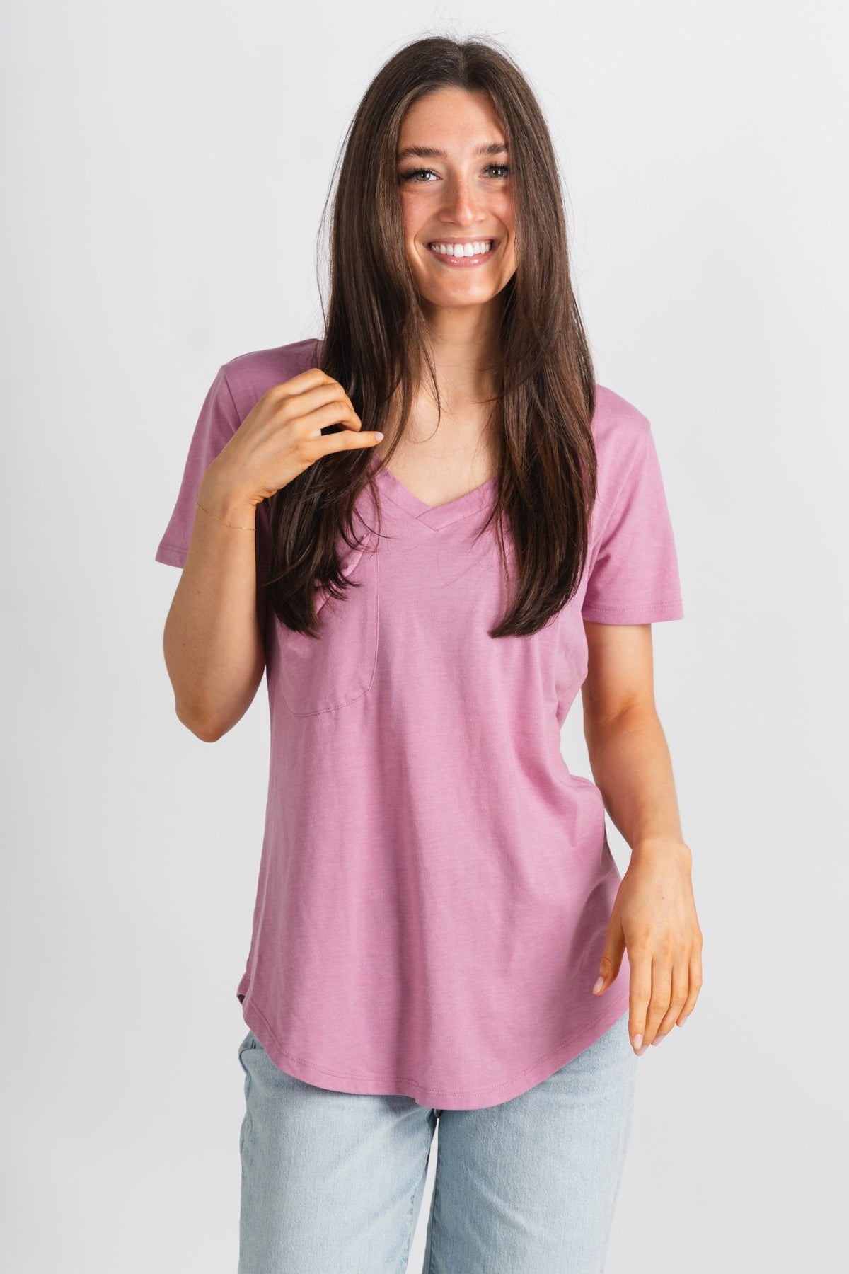 Z Supply pocket tee dusty orchid - Z Supply Top - Z Supply Tops, Dresses, Tanks, Tees, Cardigans, Joggers and Loungewear at Lush Fashion Lounge