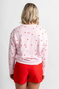 Love hearts sweatshirt blush - Unique Valentine's Day T-Shirt Designs at Lush Fashion Lounge Boutique in Oklahoma City