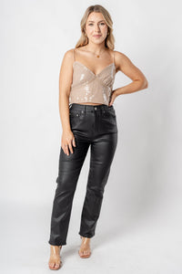 Sequin cami tank top taupe - Trendy New Year's Eve Dresses, Skirts, Kimonos and Sequins at Lush Fashion Lounge Boutique in Oklahoma City
